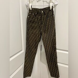FENDI 1990-2000s Zucca-pattern tapered trousers